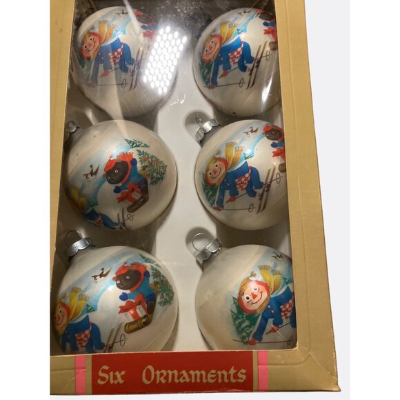 Vintage Corning Glass Works Christmas Ornaments Set Of 6 With  Winter Scenes - Picture 13 of 13